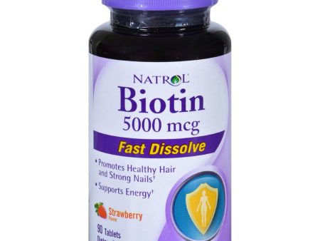 Natrol Biotin - Fast Dissolve - Strawberry - 5000 Mcg - 90 Tablets For Sale