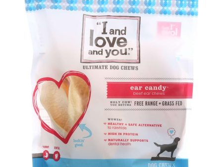 I And Love And You Dog Chews - Ear Candy - Beef Ear - 5 Count - Case Of 6 Online now