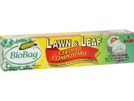 Biobag 33 Gallon Lawn And Leaf Bags - Case Of 12 - 5 Count Discount