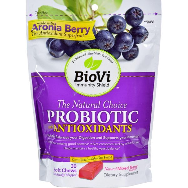 Biovi Probiotic - Antioxidant Blend - Natural Mixed Berry - 30 Soft Chews For Sale