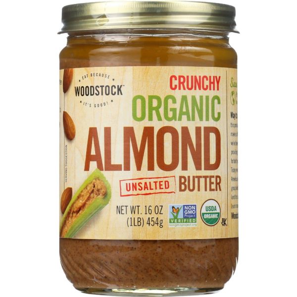 Woodstock Nut Butter - Organic - Almond - Crunchy - Unsalted - 16 Oz - Case Of 12 For Discount