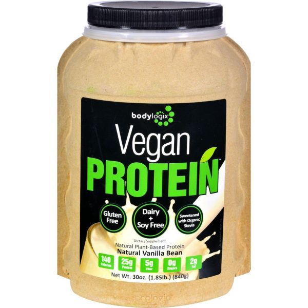 Bodylogix Protein Powder - Vegan Plant Based - Vanilla Bean - 1.85 Lb For Sale