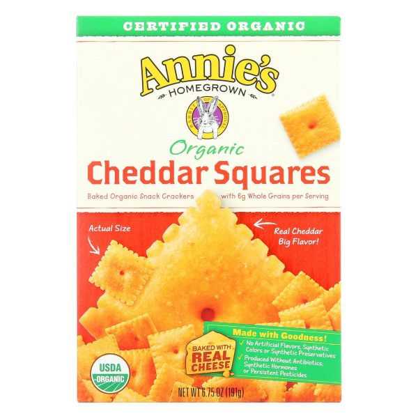 Annie s Homegrown Organic Cheddar Squares Baked Snacked Crackers - Case Of 12 - 6.75 Oz. Online