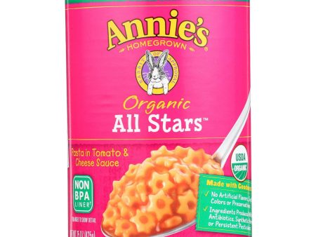 Annie s Homegrown Organic All Stars Pasta In Tomato And Cheese Sauce - Case Of 12 - 15 Oz. Online Hot Sale