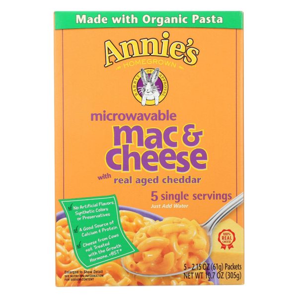 Annie s Homegrown Microwavable Mac And Cheese With Real Aged Cheddar - Case Of 6 - 10.7 Oz. Sale