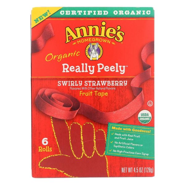 Annie s Homegrown Organic Swirly Strawberry Really Peely Fruit Tape - Case Of 12 - 4.5 Oz. Hot on Sale