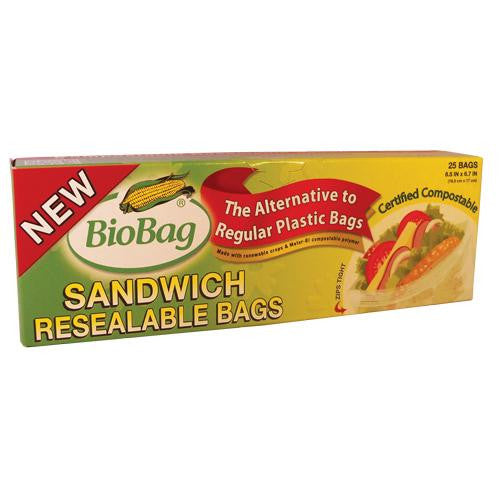 Biobag Resealable Sandwich Bags - Case Of 12 - 25 Count Online now