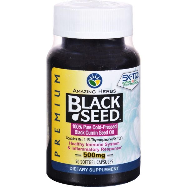 Amazing Herbs Black Seed Black Cumin Seed Oil - 90 Softgels For Sale