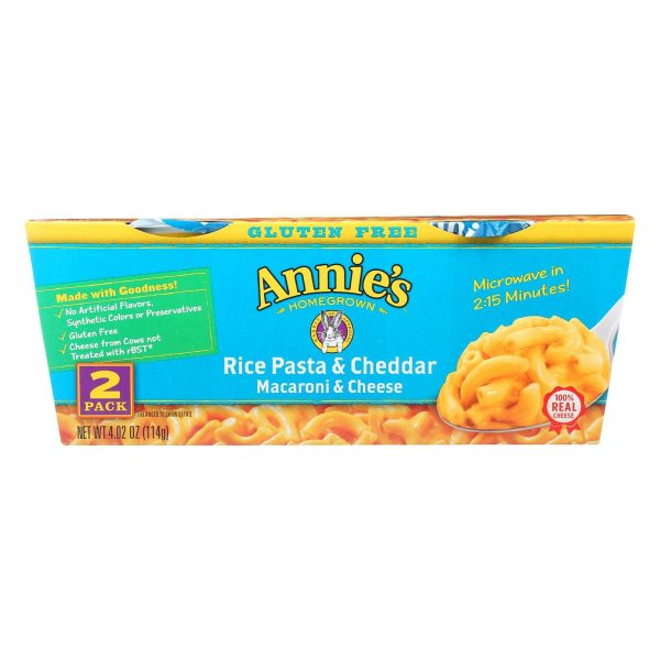 Annie s Homegrown Gluten Free Rice Pasta And Cheddar Microwavable Macaroni And Cheese Cup - Case Of 6 - 4.02 Oz. Fashion