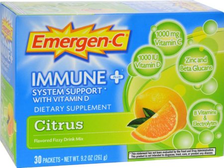 Alacer Emergen-c Immune Plus System Support With Vitamin D Citrus - 30 Packets on Sale