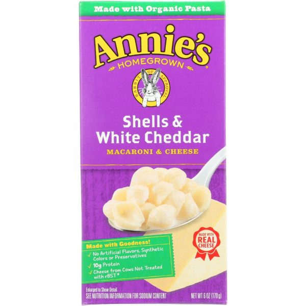 Annies Homegrown Macaroni And Cheese - Shells And White Cheddar - 6 Oz - Case Of 12 For Cheap