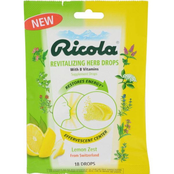 Ricola Herb Drops - Revitilizing - Lemon Zest - 18 Count - 1 Case on Sale