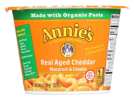 Annie s Homegrown Real Aged Cheddar Microwavable Macaroni And Cheese Cup - Case Of 12 - 2.01 Oz. Discount