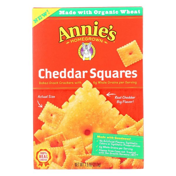 Annie s Homegrown Cheddar Squares Baked Snack Crackers - Case Of 12 - 7.5 Oz. For Cheap